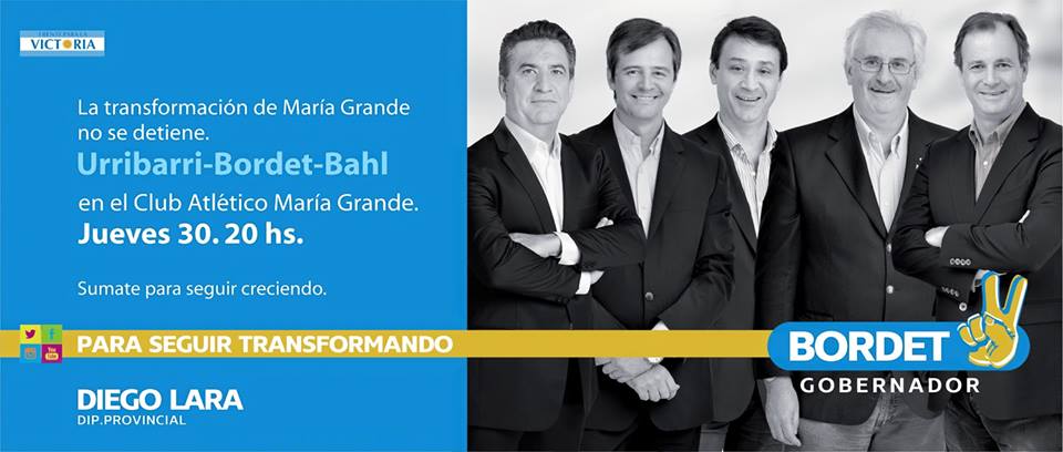 El Jueves 30, los candidatos del FpV en María Grande