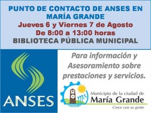 ANSES ATENDERÁ NUEVAMENTE EN MARÍA GRANDE