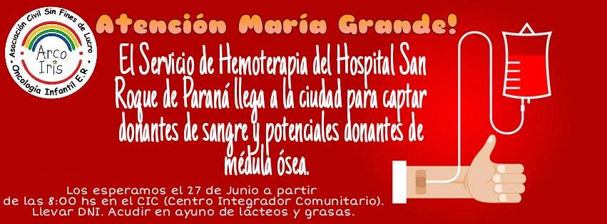 El servicio de Hemoterapia del Hospital San Roque en María Grande