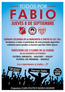 Jornada solidaria este jueves en Atlético María Grande