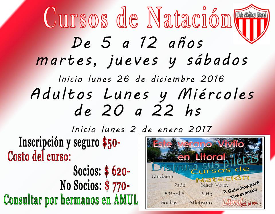 Clases de natación en Litoral