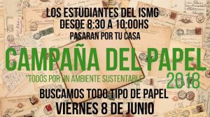 Este viernes, Campaña del papel del Instituto María Grande