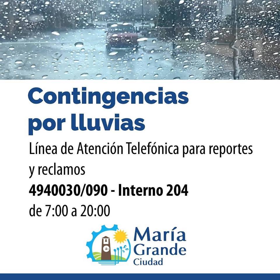 El Municipio de María Grande habilita una nueva línea telefónica para reclamos relacionados con el temporal