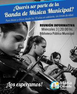 Se busca conformar la Banda de Música Municipal