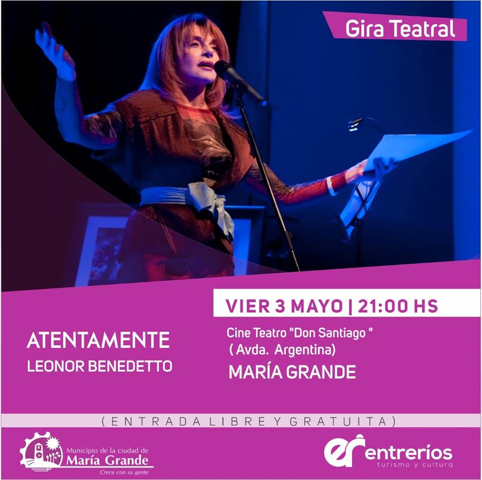 Leonor Benedetto en se presenta este viernes María Grande