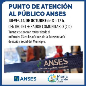 Este jueves atenderá ANSES en María Grande