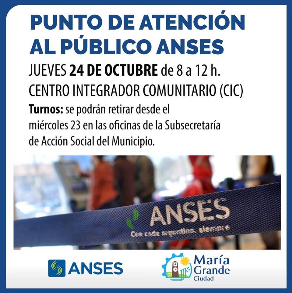 Este jueves atenderá ANSES en María Grande