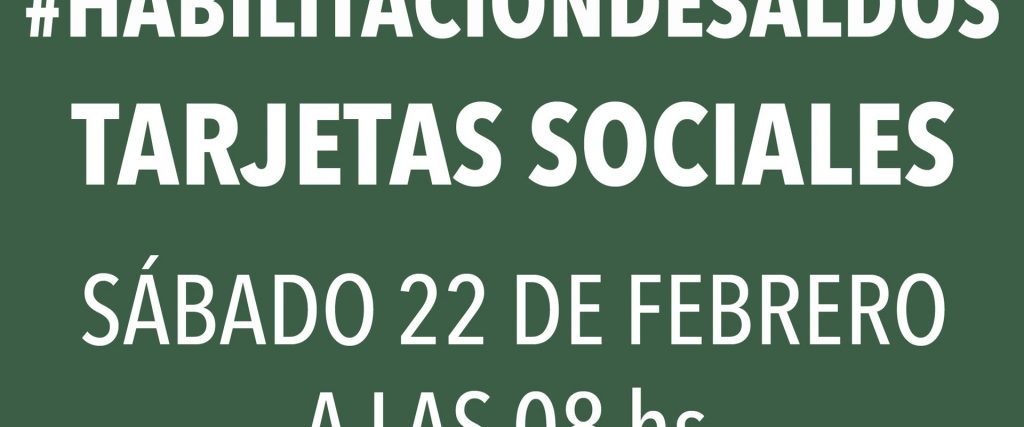 Este sábado se acreditarán las tarjetas sociales