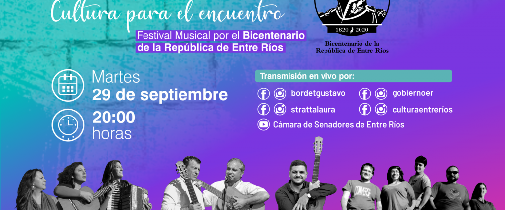 Se realizará un festival musical virtual en homenaje al Bicentenario de la República de Entre Ríos