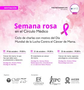 Ciclo de charlas virtuales en el Círculo Médico por el Día Mundial del Cáncer de Mama