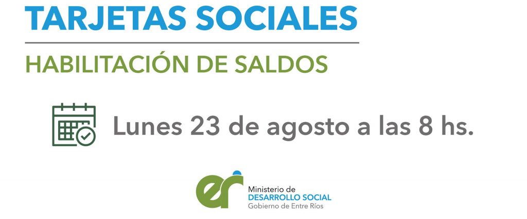 El lunes se acreditarán las tarjetas sociales