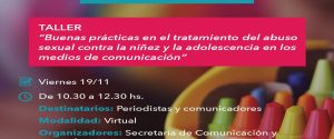 Realizarán un taller sobre trato responsable de noticias de abuso sexual en infancias y adolescencias