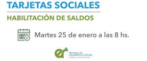 El 25 de enero se habilitarán las Tarjetas Sociales