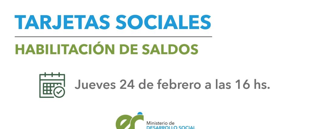 Este jueves se acreditan las tarjetas sociales