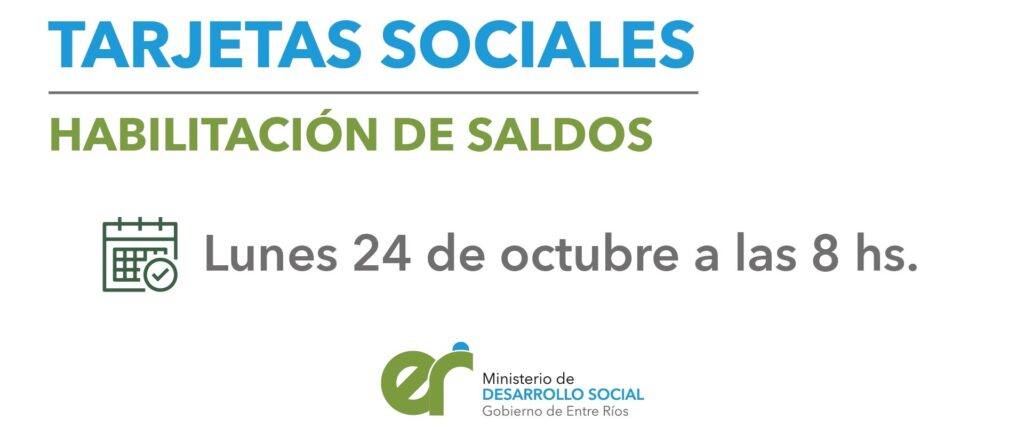 Este lunes se habilitarán las tarjetas sociales