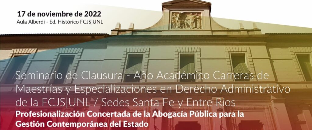 Se realizará un seminario por el cierre lectivo de posgrados en Derecho Administrativo