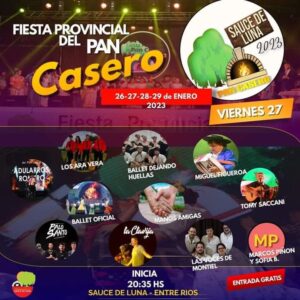 Fiesta Provincial del Pan Casero 2023: Dieron a conocer la grilla de artistas