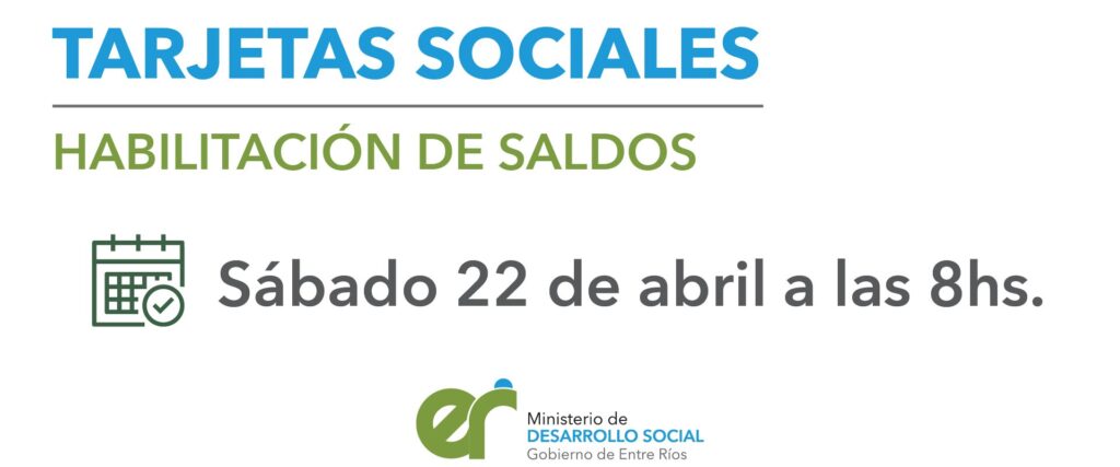 Este sábado se habilitarán las tarjetas sociales