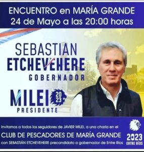 Este miercoles, el candidato a Gobernador por Milei en María Grande