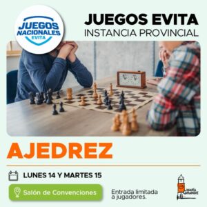 Los Juegos Evita provinciales en ajedrez, tendrán sede una vez más en María Grande