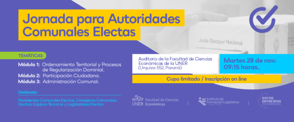 Está abierta la inscripción para la Jornada para autoridades comunales electas