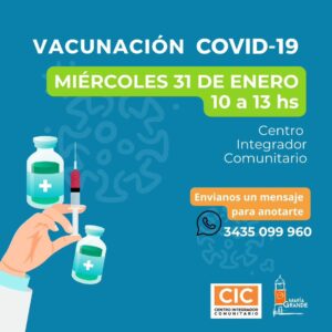 Ante los casos aparecidos en los últimos días, se realizara una jornada de vacunación ante el COVID