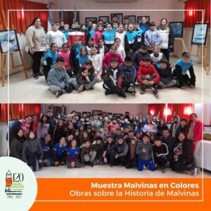 Alumnos de las escuelas de María Grande, en la muestra «Malvinas en Colores»