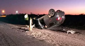 Viale: Un automóvil volcó la Ruta 32, pero el conductor no sufrió heridas